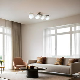 Opviq Yeni Can 4 Lü Mat Krom Beyaz Camlı Avize